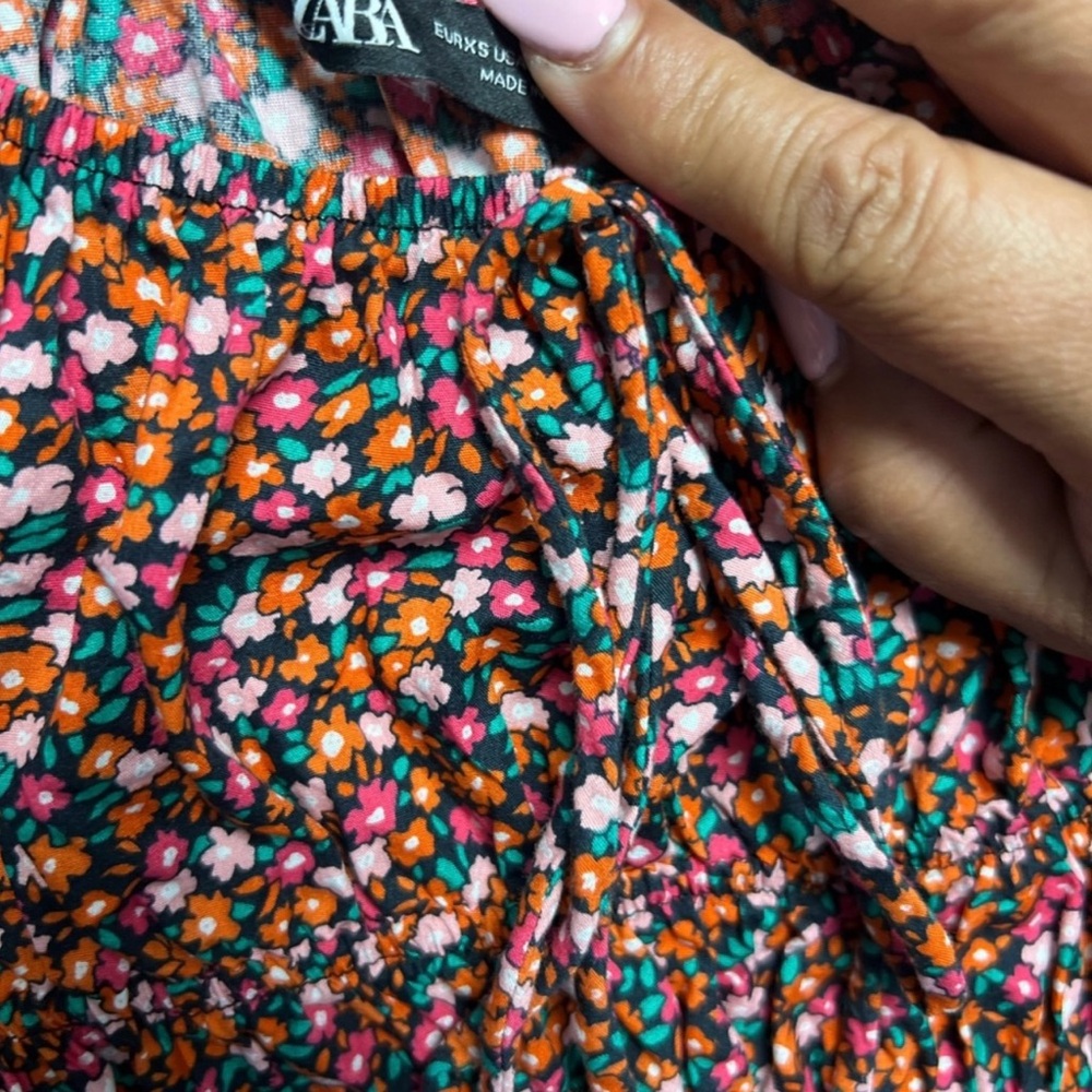 Zara Black Multicolor Floral Blouse - Picture 6 of 6